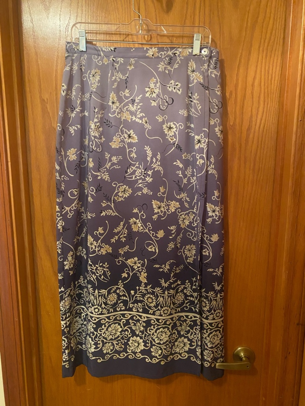 Blue Floral Wrap Midi Skirt - Elegant Print